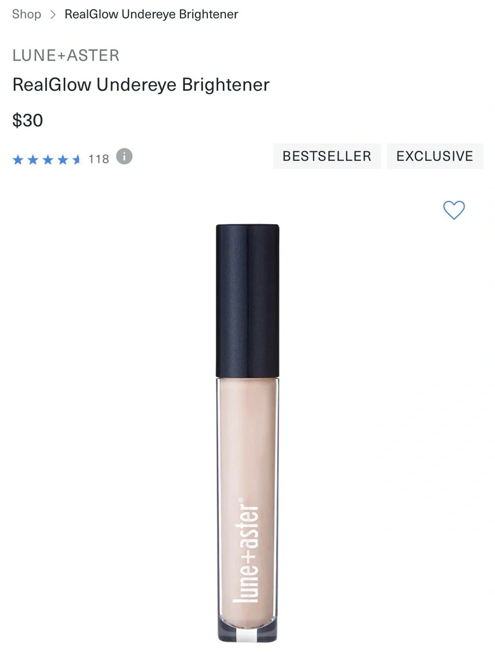Lune+Aster RealGlow Undereye Brightener — Peach